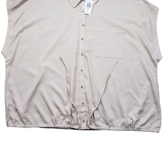 Torrid Linen Button Front Short Sleeve Crop Top Womens 4X Mushroom NWT - Picture 8 of 13